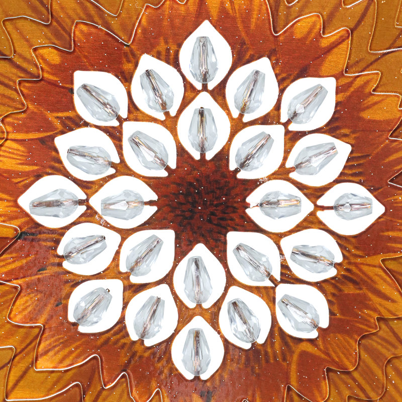 Exhart Laser Cut Sunflower Hanging Wind Spinner with Beads, 12 Inch